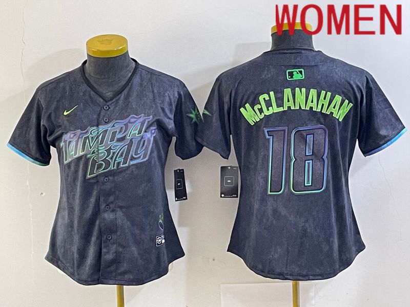 Women Tampa Bay Rays #18 Mcclanahan Nike MLB Limited City Connect Black 2024 Jersey style 1->women mlb jersey->Women Jersey